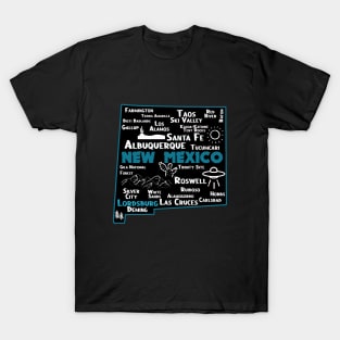 Lordsburg map New Mexico Albuquerque Map Santa Fe Los Alamos, Taos,Roswell Las Cruces Deming Carlsbad Hobbs Silver City T-Shirt